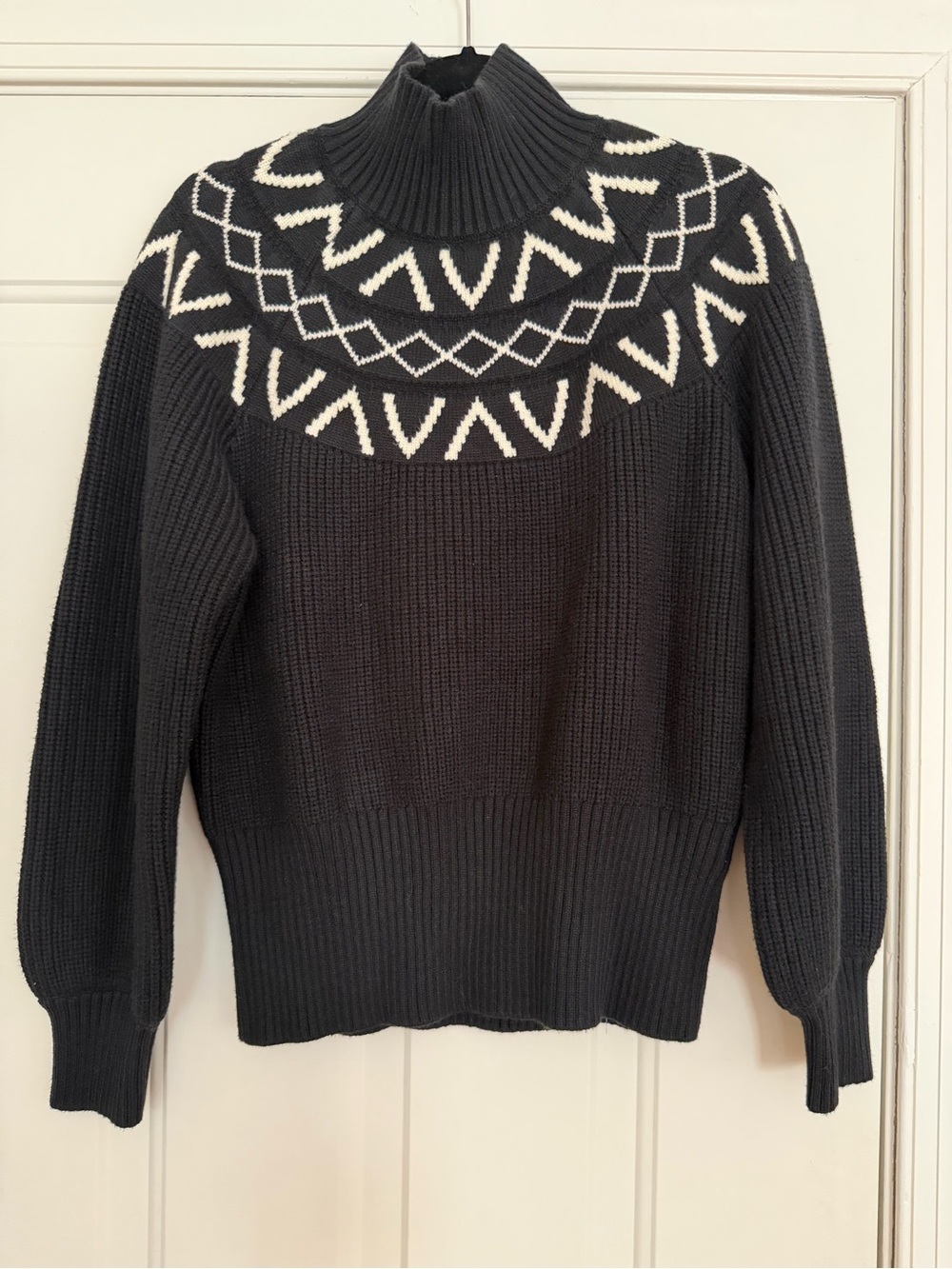 Varley Black Sweater with Cream Nordic Yoke